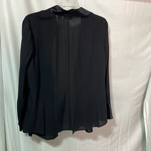 Dana Buchman 18 black button down 💯wool blouse satin buttons vintage euc